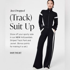 Spanx Air Essentials striped track suit - jacket small, pants xs.